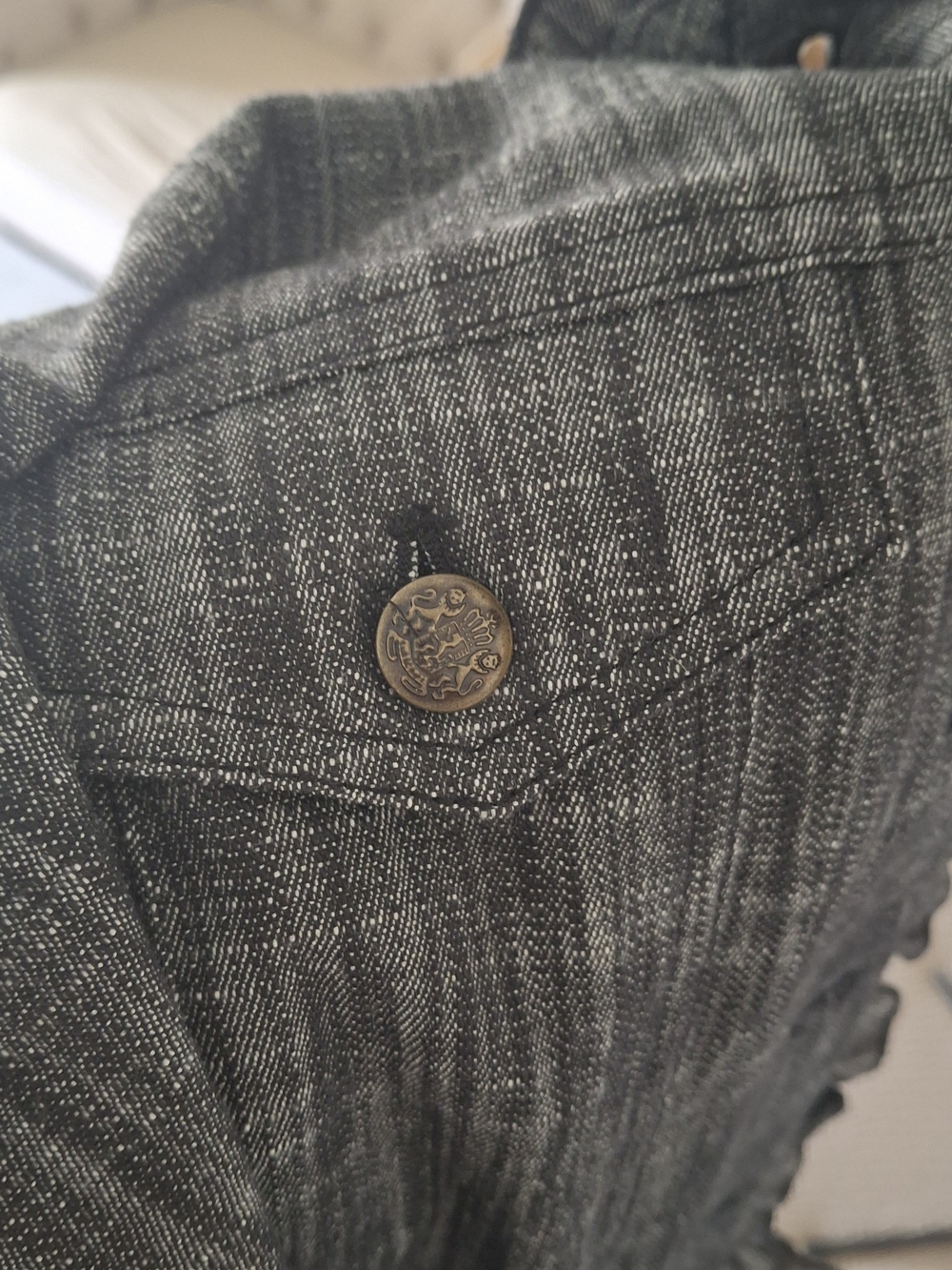 Sandro Gray Ruffle-Trim Button Jacket Large - Picture 6 of 6